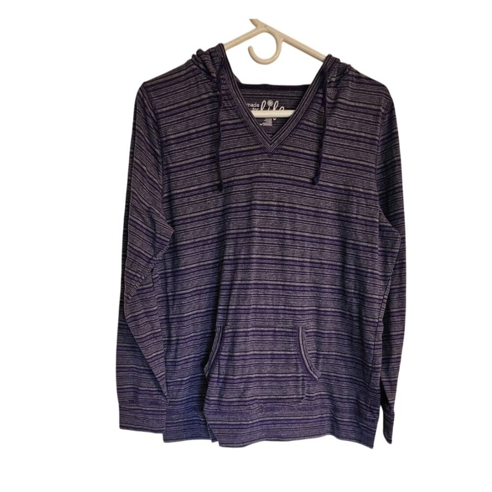 Womans Made for Life Hoodie‎ Size Large Purple striped cotton